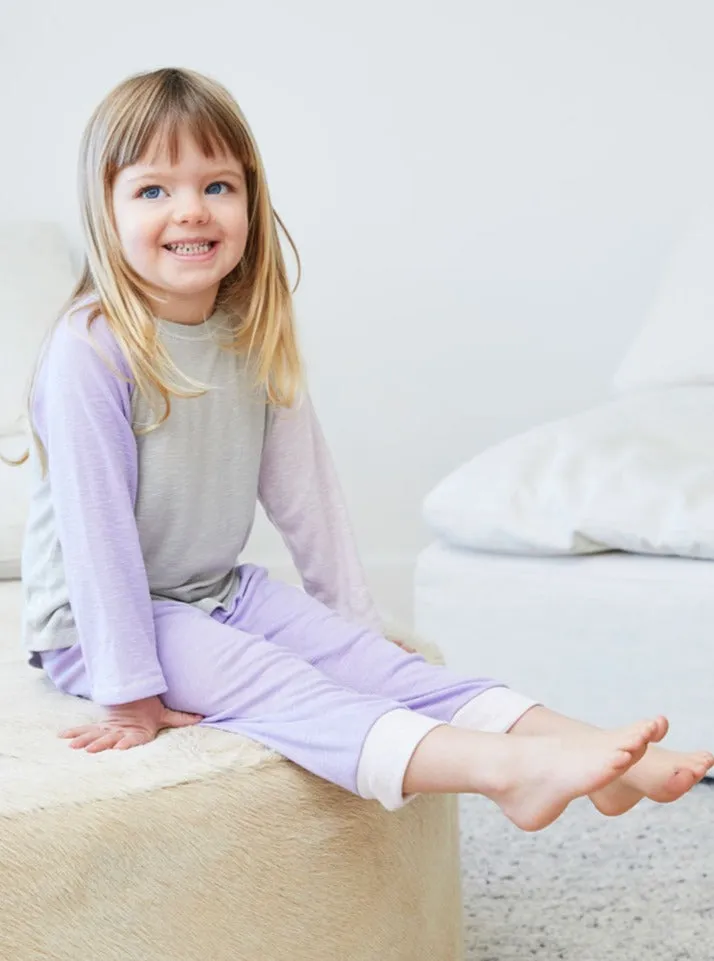 Toddler & Kid Rib Baseball Tee and Legging Set - Purple/Pink