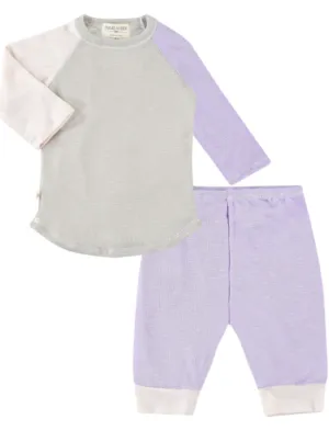 Toddler & Kid Rib Baseball Tee and Legging Set - Purple/Pink