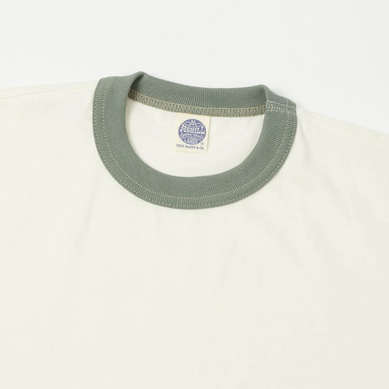 TOYS McCOY Ringer Pocket Tee - Off White/Green