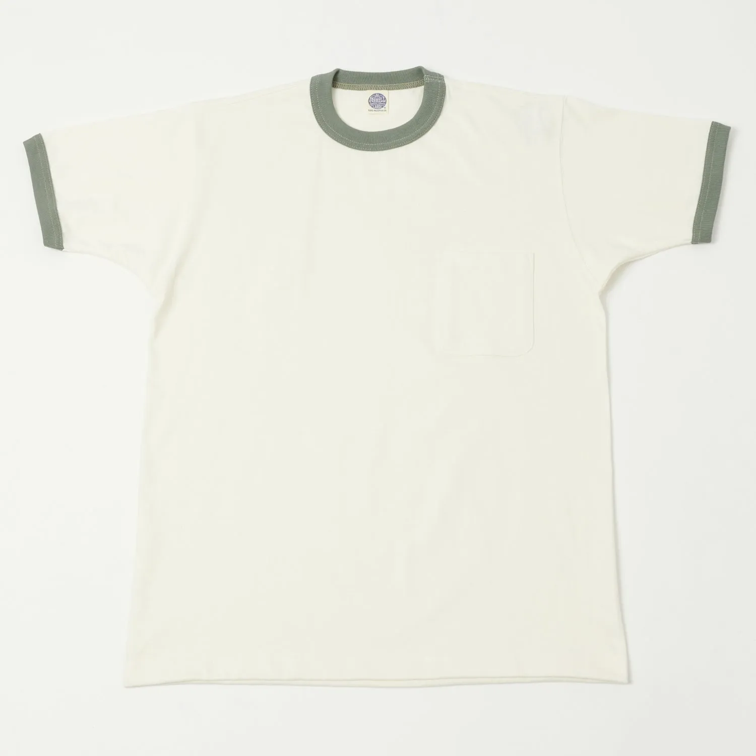 TOYS McCOY Ringer Pocket Tee - Off White/Green