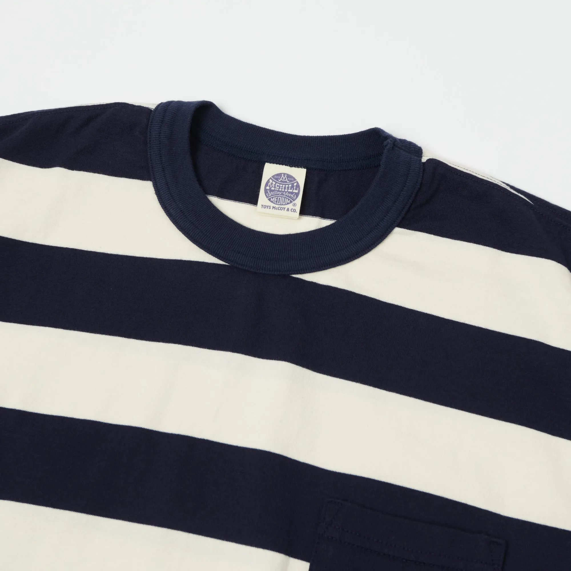 TOYS McCOY TMC2032 Bordered Stripe Pocket Tee - Ivory/Navy