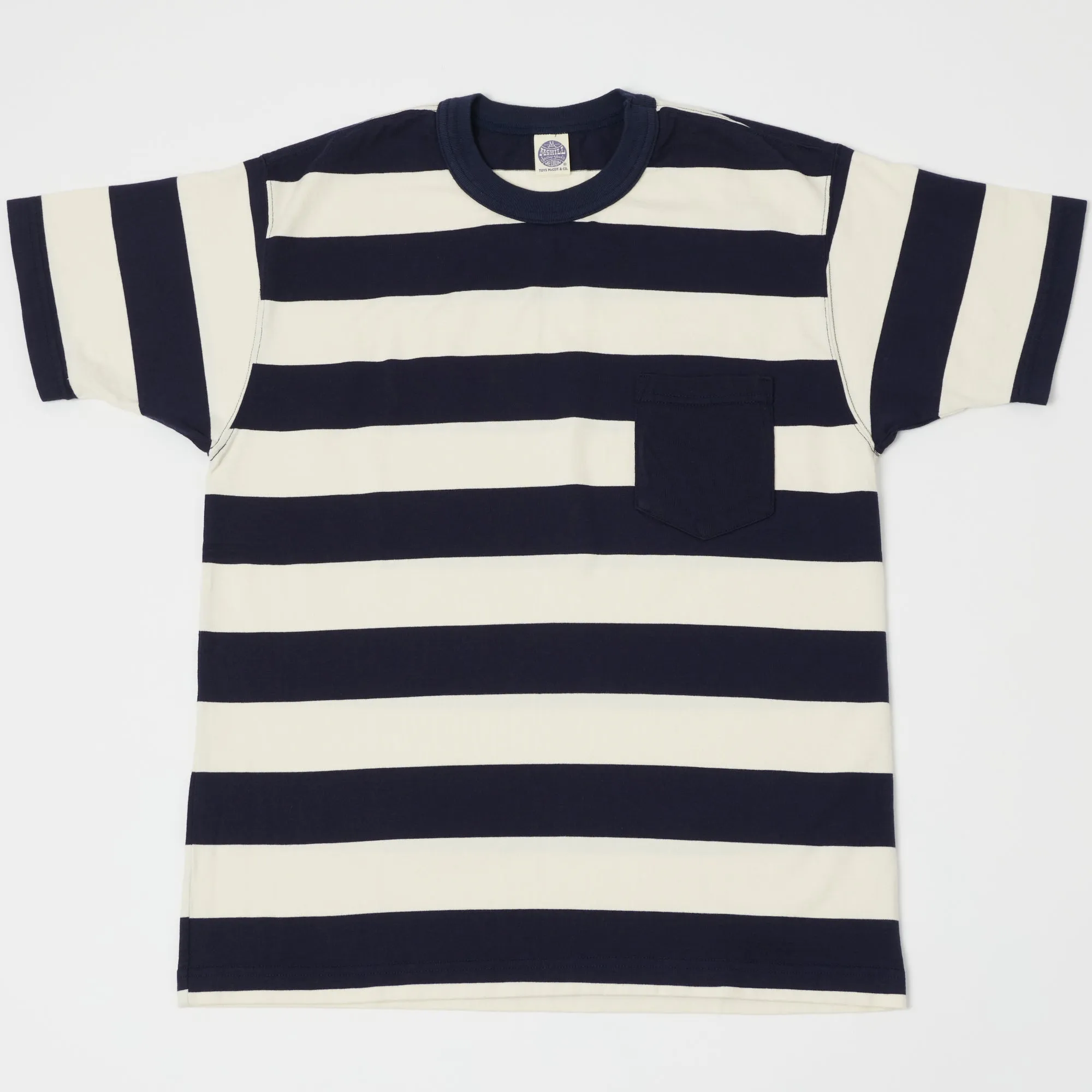 TOYS McCOY TMC2032 Bordered Stripe Pocket Tee - Ivory/Navy
