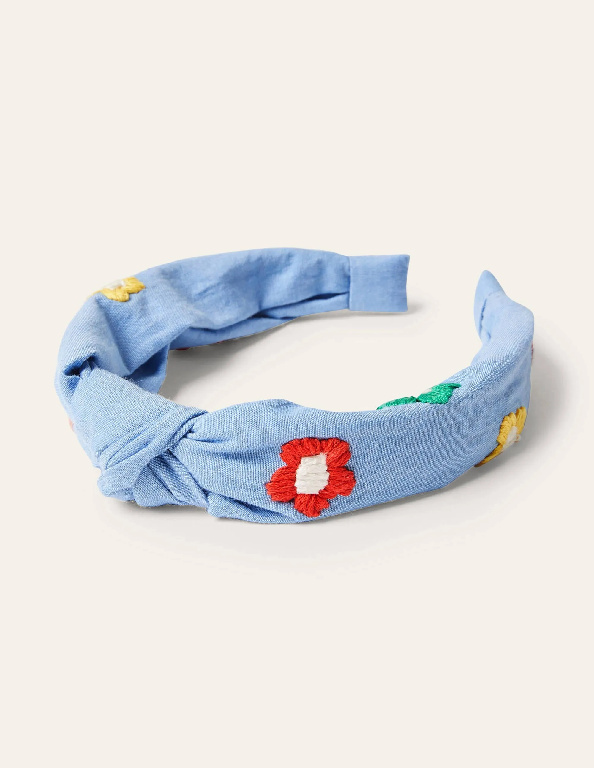 Twist Headband-Chambray Flowers