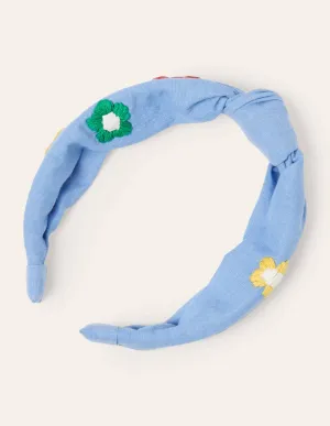 Twist Headband-Chambray Flowers