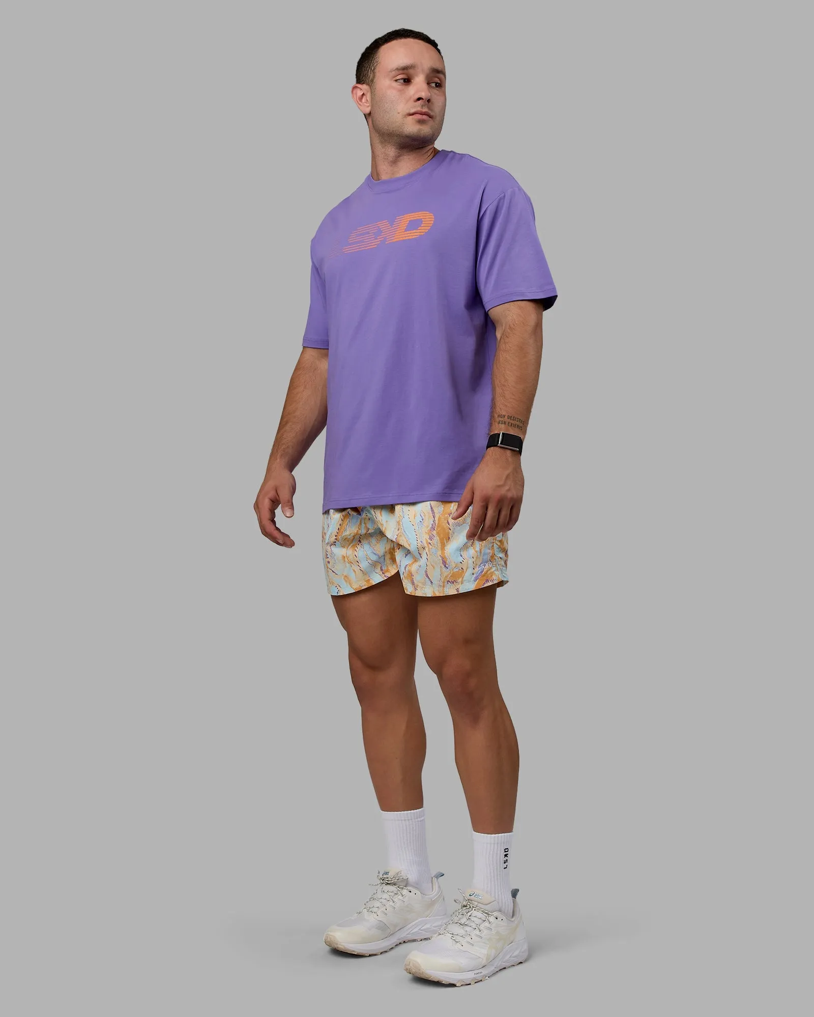 Unisex Motion FLXCotton Tee Oversize - Dahlia Purple-Vibrant Orange