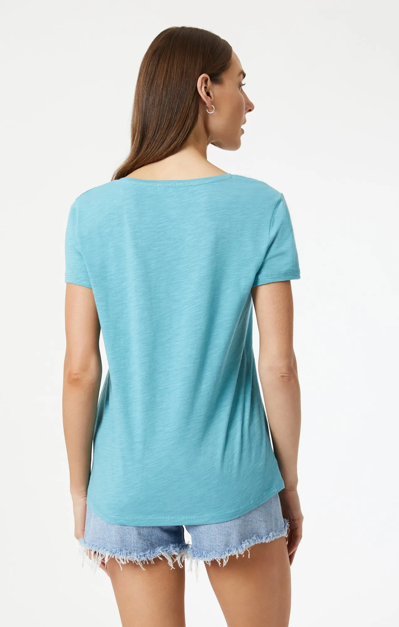 V-NECK T-SHIRT IN DUSTY TURQUOISE