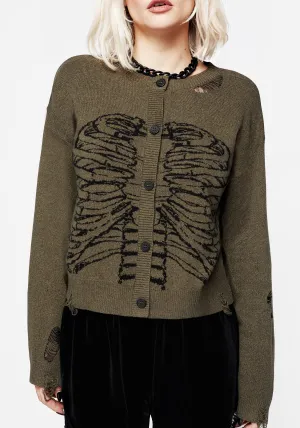 Vertebrae Graphic Knit Crop Cardigan