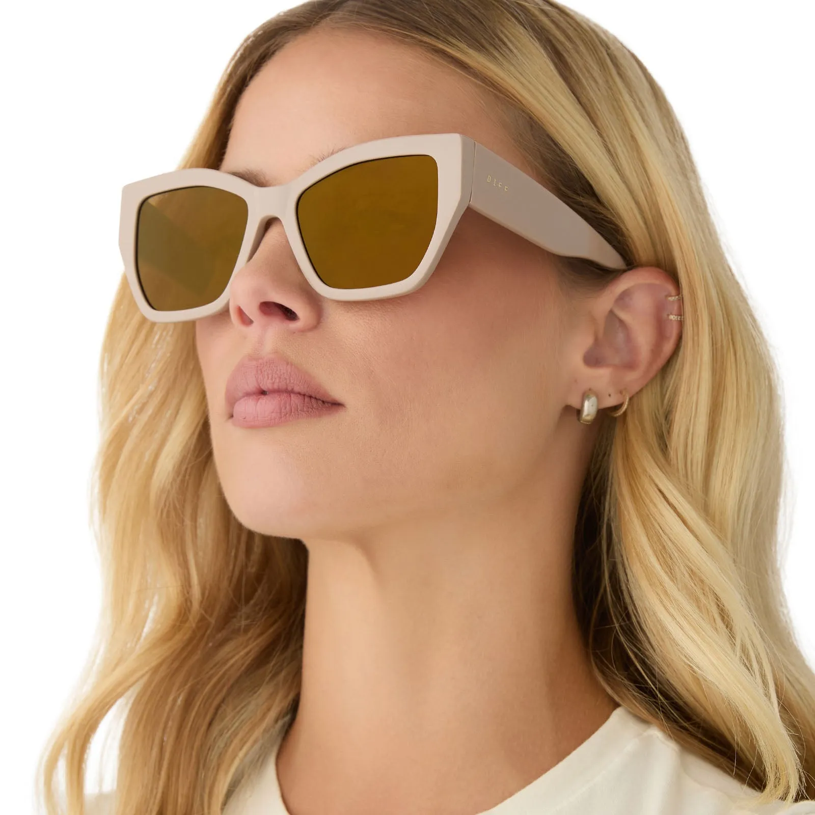 VIVIENNE - ALMOND   BROWN WITH GOLD FLASH SUNGLASSES