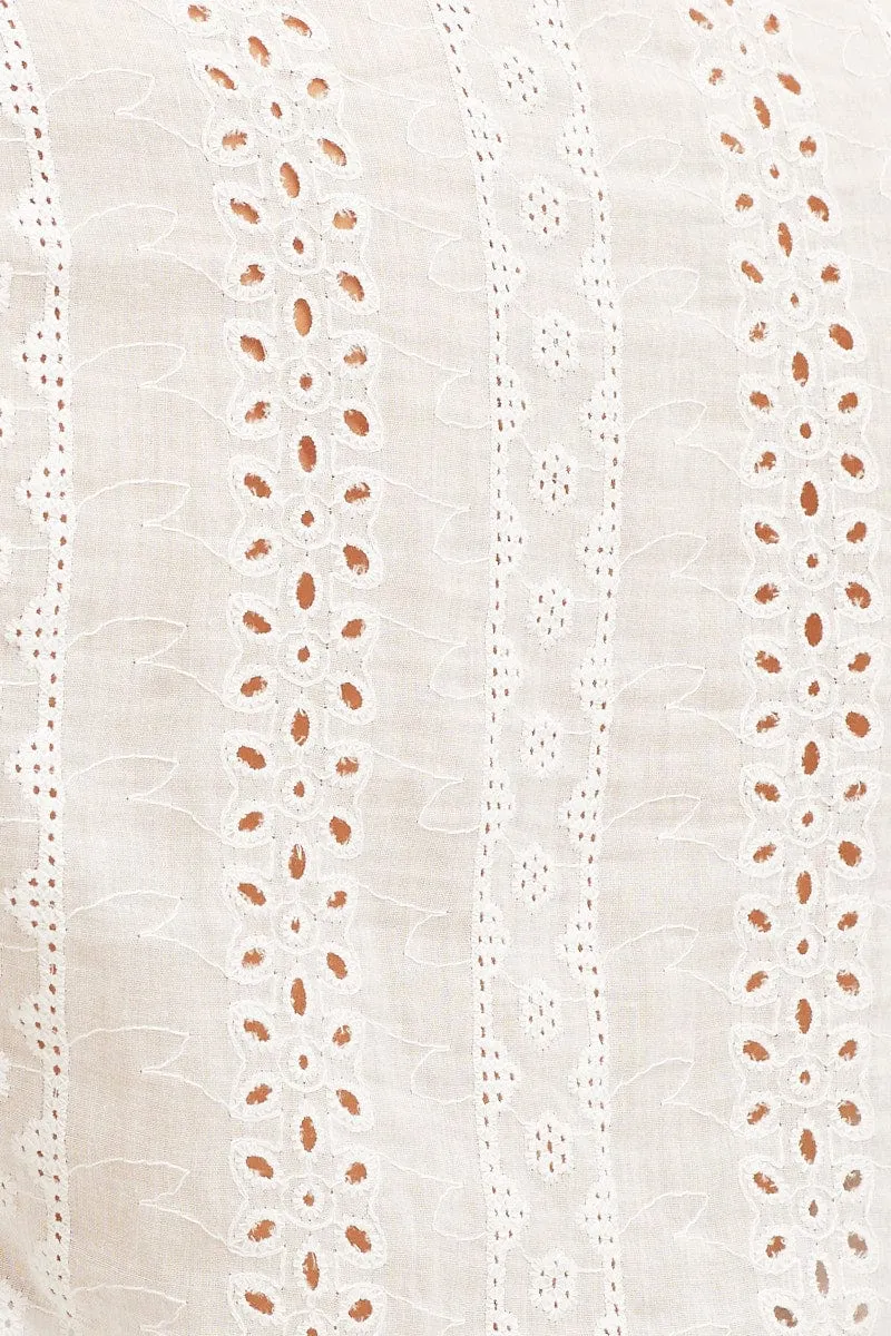 White Balloon Sleeve Eyelet Shirt