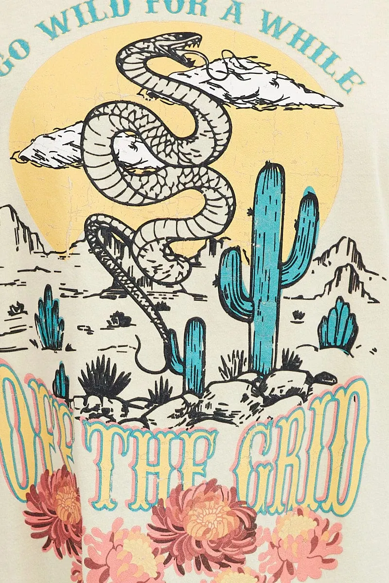 White Crew Neck Graphic T-Shirt
