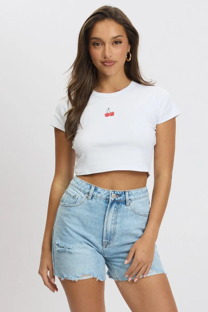 White Graphic Tee Short Sleeve