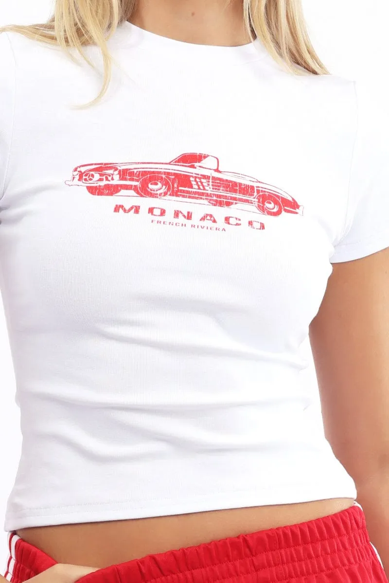 White Graphic Tee Short Sleeve