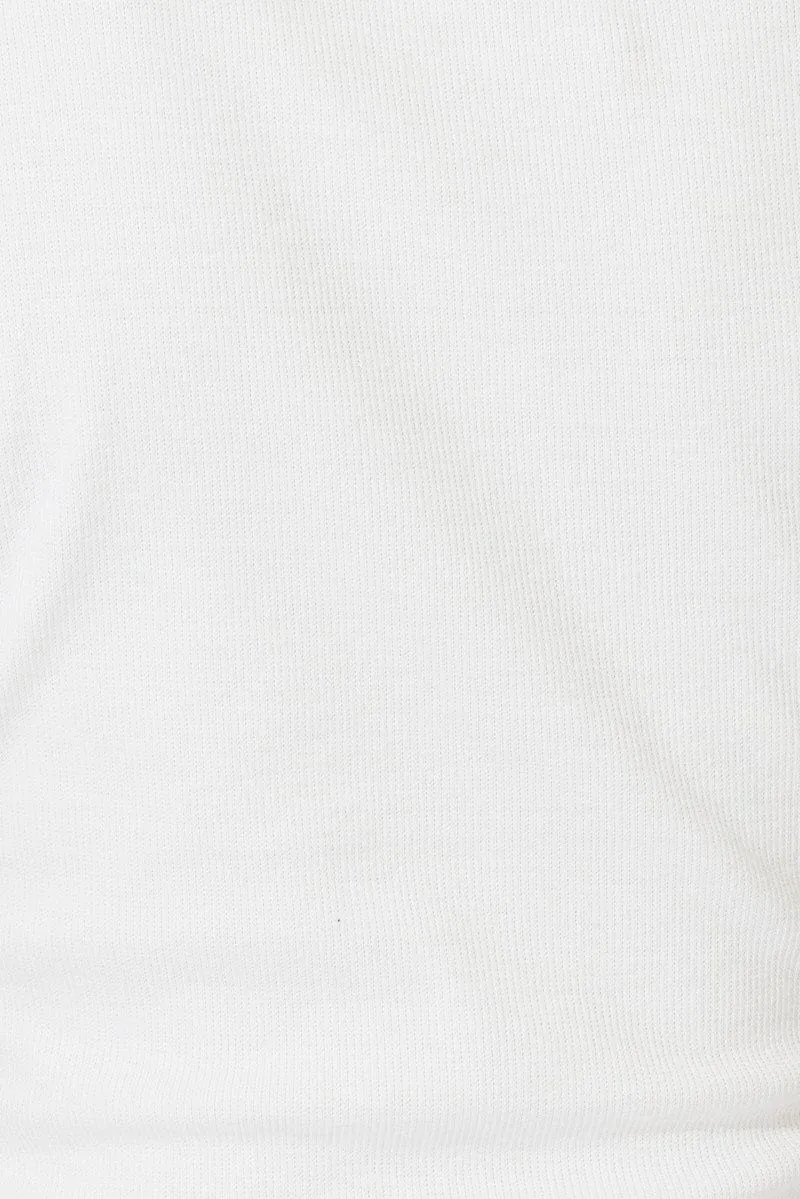 White Longline T Shirt Short Sleeve Crew Neck