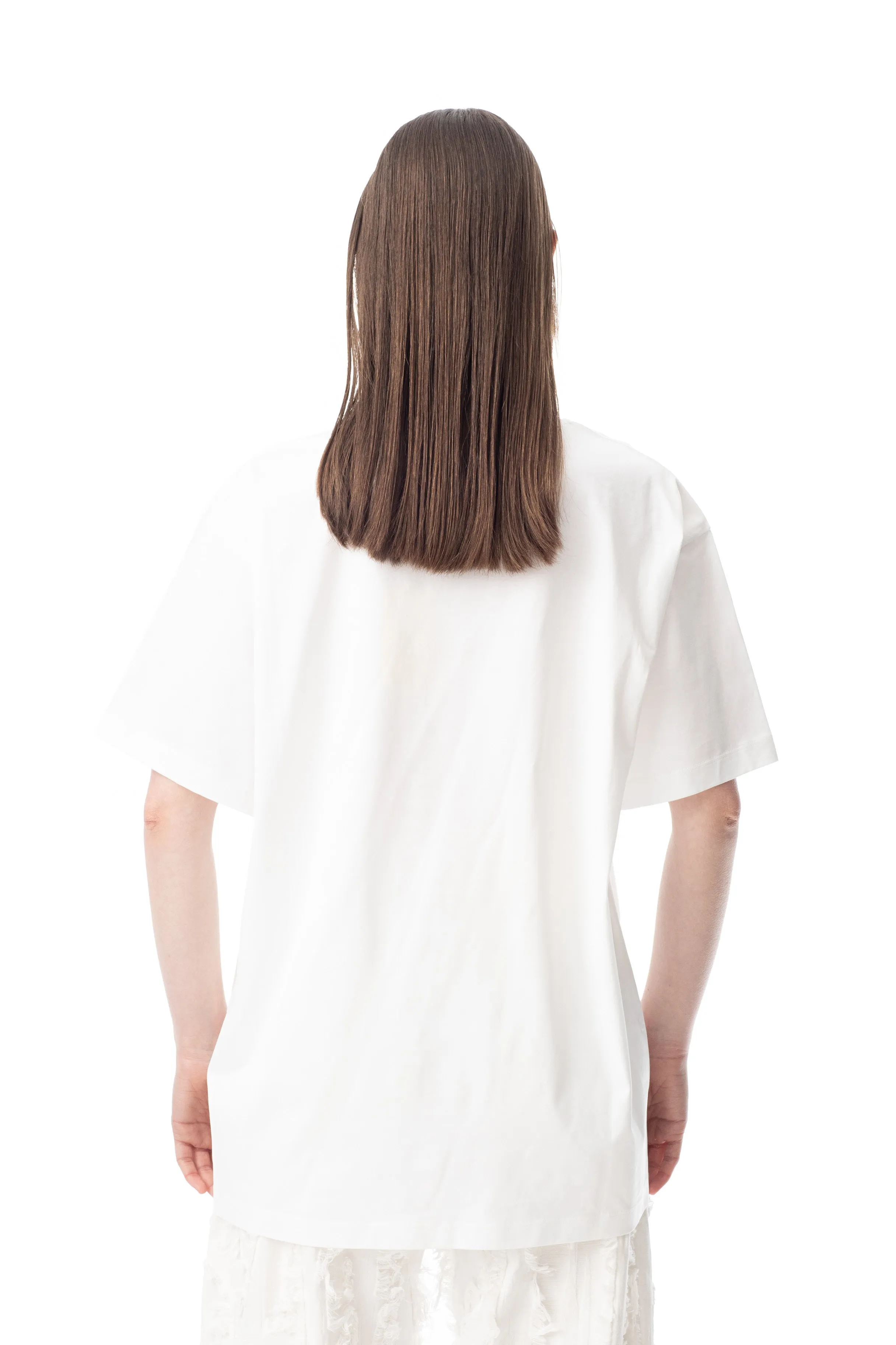 WHITE OVERSIZED T-SHIRT WITH GOLD LOGO