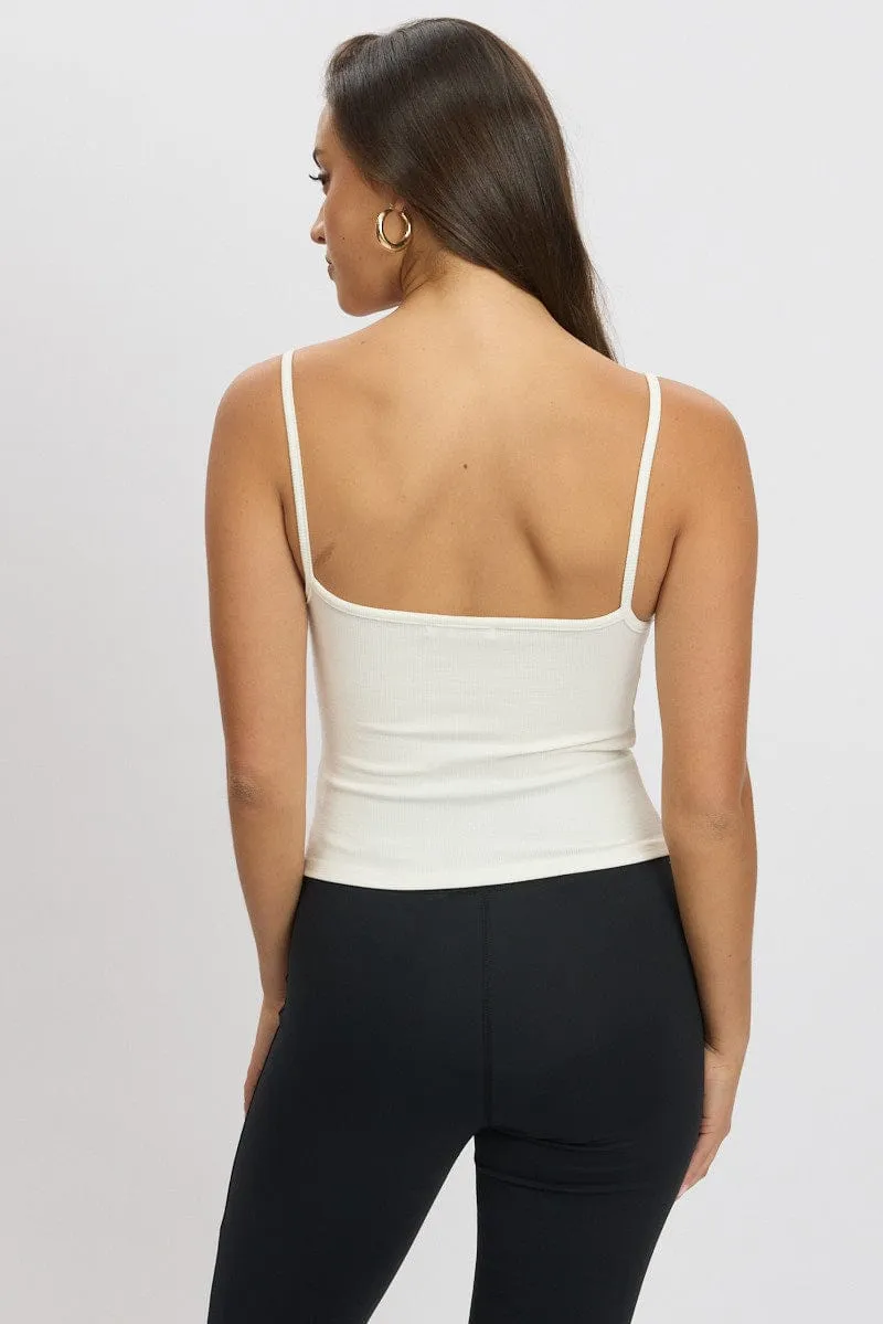 White Singlet Top Round Neck