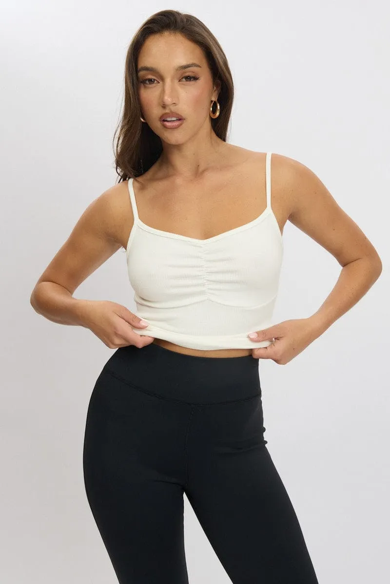 White Singlet Top Round Neck