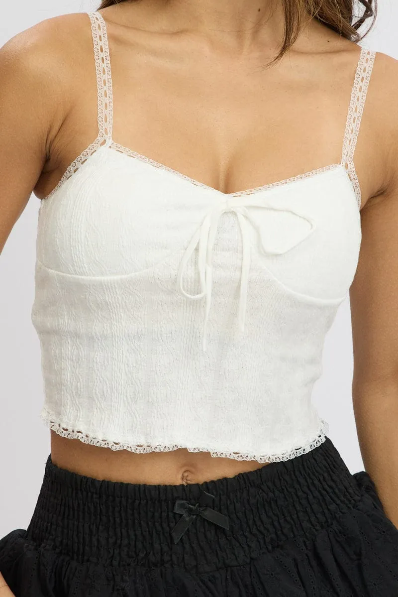 White Singlet Top Textured