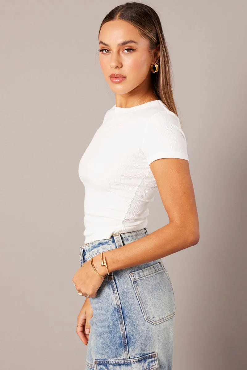 White T Shirt Short Sleeve Crew Neck