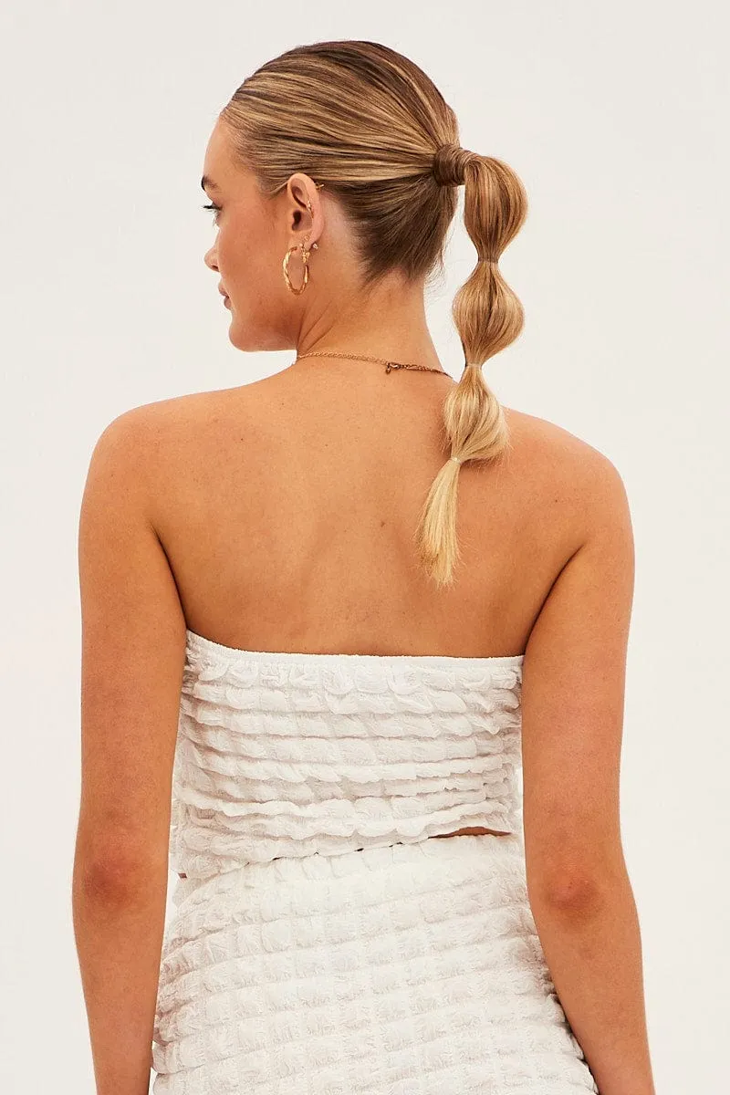 White Textured Mini Skirt