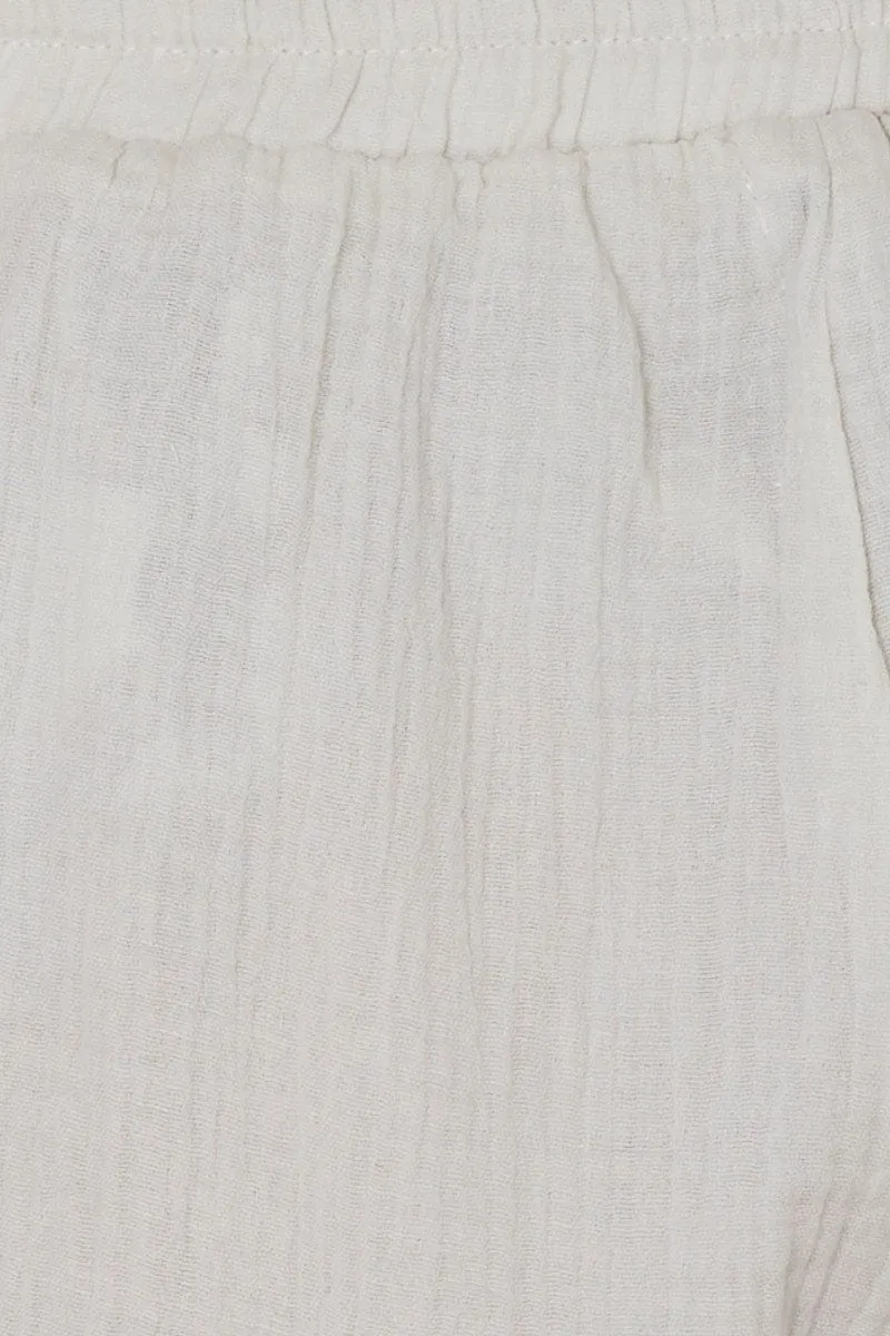 White Textured Shorts