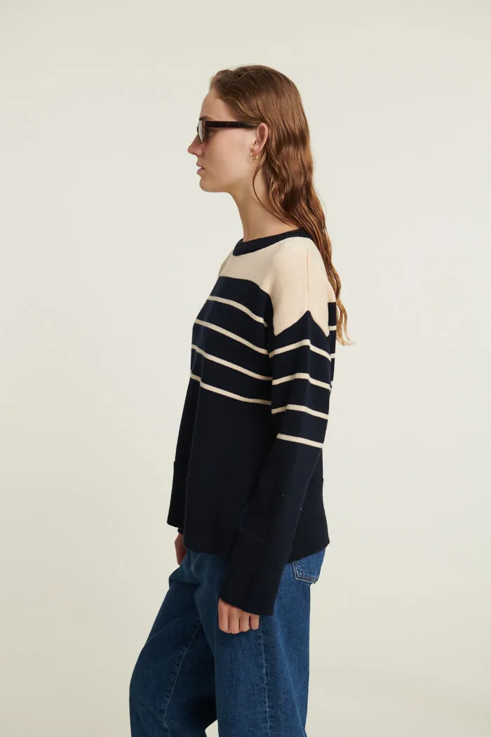 Winie O-Neck N. Stripe - Sky captain / birch