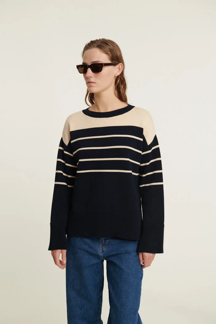 Winie O-Neck N. Stripe - Sky captain / birch