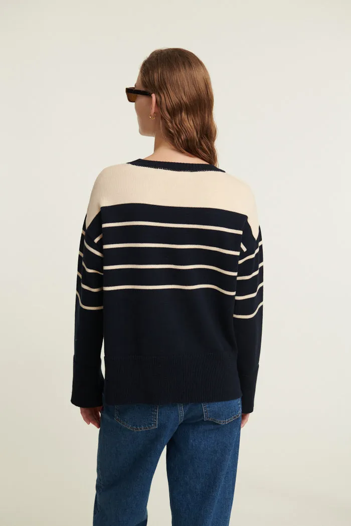 Winie O-Neck N. Stripe - Sky captain / birch
