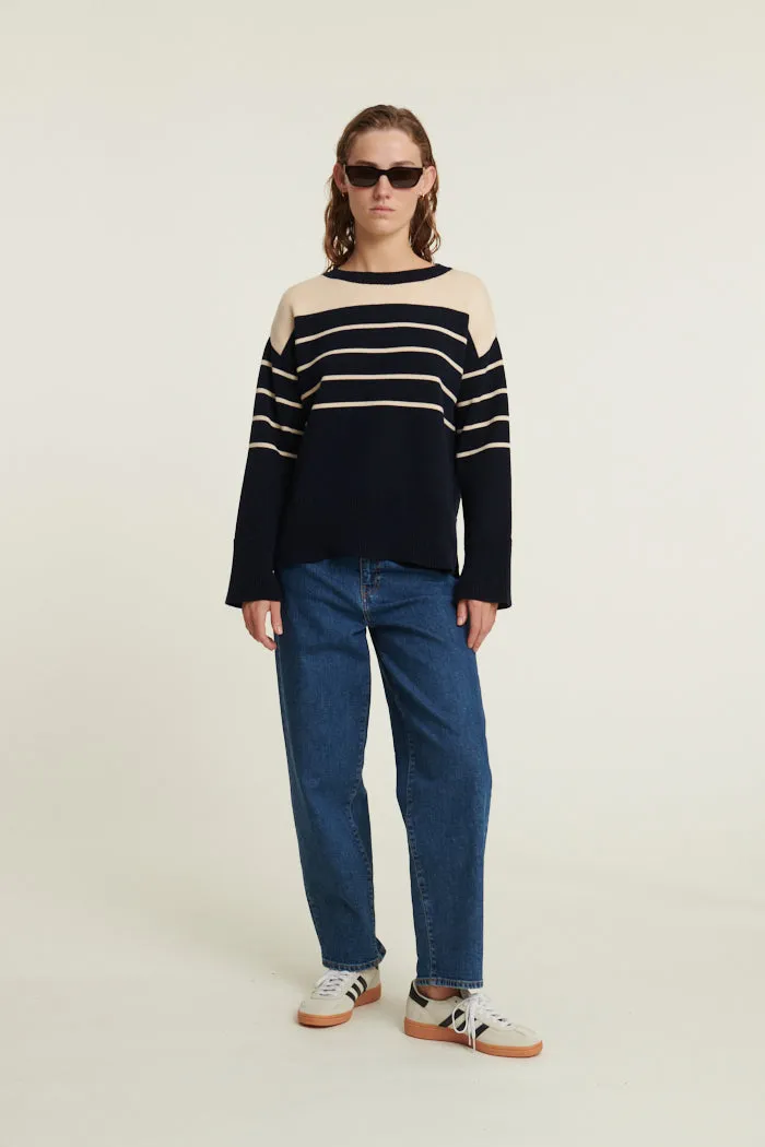 Winie O-Neck N. Stripe - Sky captain / birch