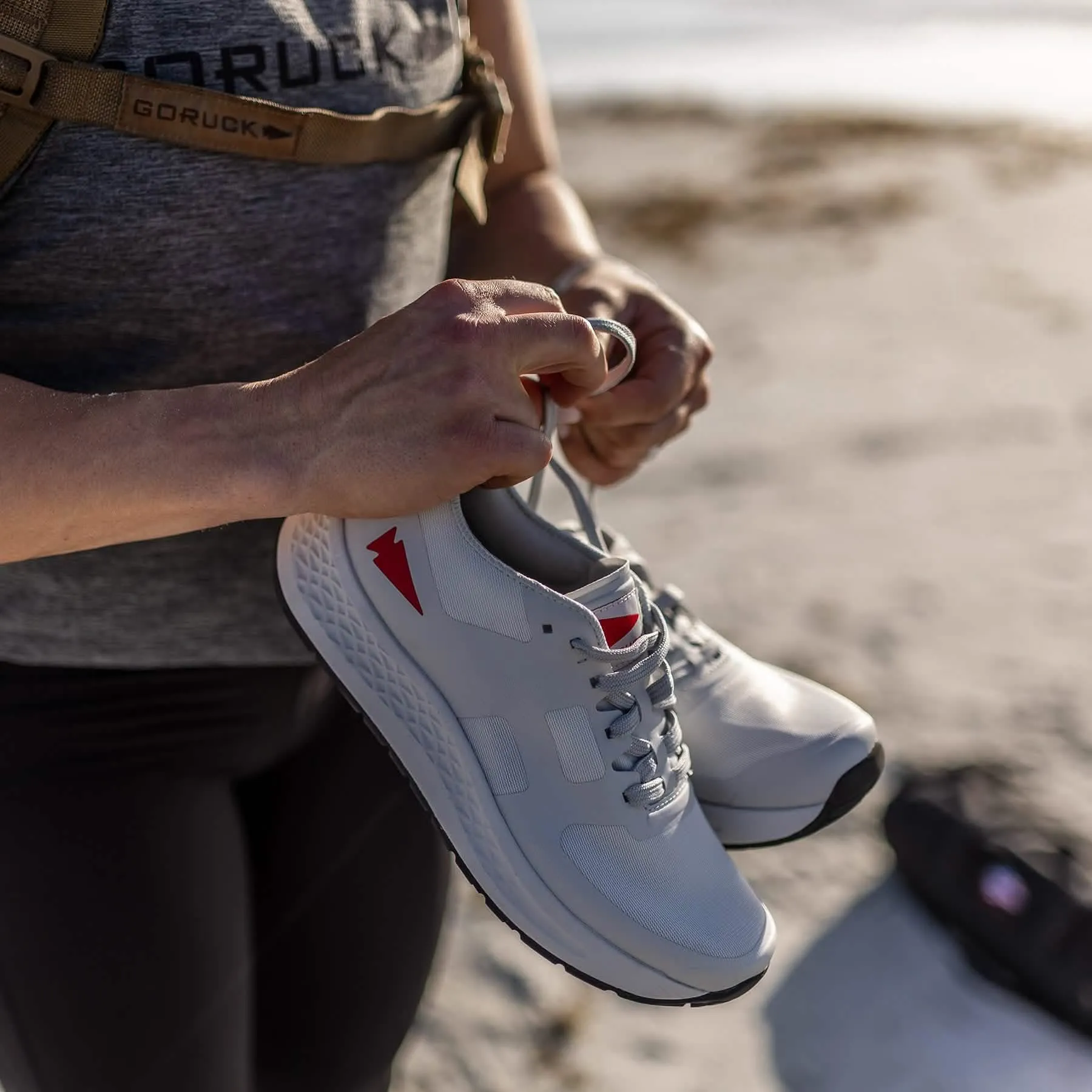 Women's Rough Runner - Light Grey   Red
