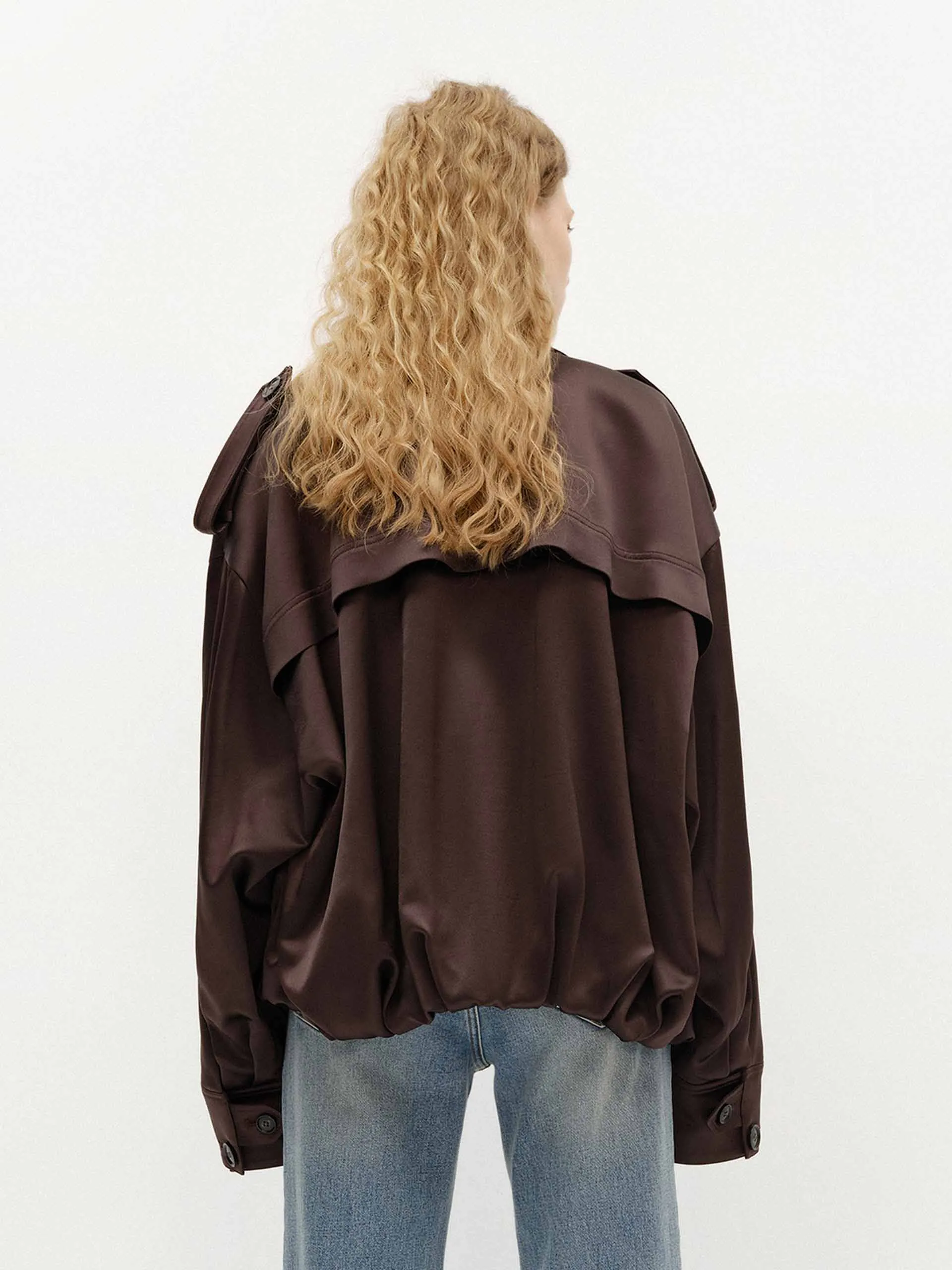 Zip Closure Satin Jacket